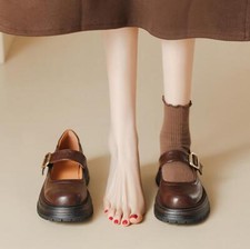 Retro Platform Mary Jane Flats Womens Round Toe Buckle Low Top Shoes British