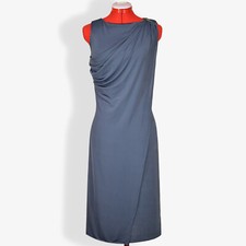 VERSACE Sleeveless Gray Drapery Grecian Style Evening Sheath Dress Size S