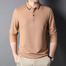 Soft Winter Polo Shirt Men's Sports Fashion Simple Long Sleeve Polo Shirt