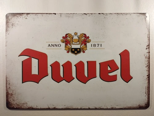DUVEL BEER SIGN TIN PLAQUE PUB BAR GARAGE MAN CAVE SHACK VINTAGE