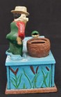 VINTAGE Cast Iron Mechanical Bank Fisherman The One That Got Away WORKING — photo 4