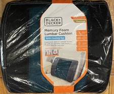 BLACK+DECKER Cooling Gel Lumbar Memory Foam Cushion – Ergonomic Back Support NEW