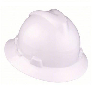 MSA 475369 V-Gard White Full Brim Hard Hat with Fas-Trac Suspension