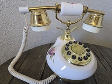 TT Systems Porcelain French Style Phone Push Button Corded Home Telephone Retro