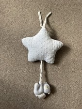 Baby Lullaby Pull Musical Toy Soft Minky Star & Teddy Bear for Crib Pram