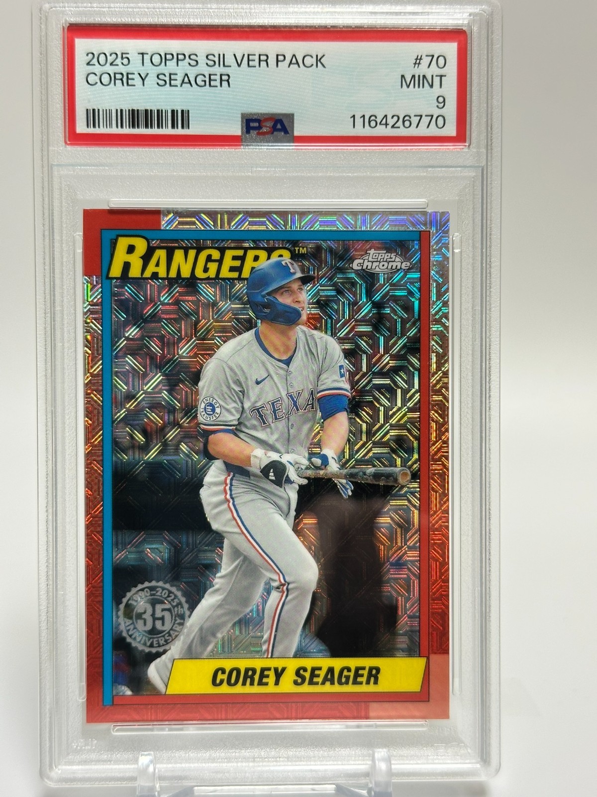 2025 Topps Chrome Silver Pack Mojo Corey Seager #70 PSA MINT 9 view 3