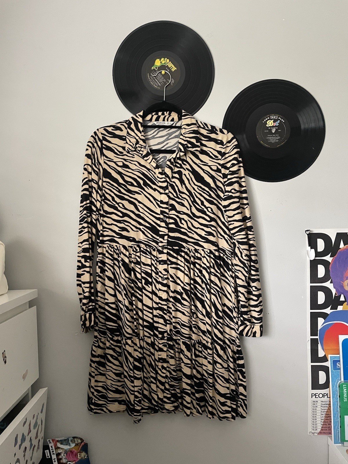 Stradivarius Zebra Print Collared Button Knee Len… - image 1