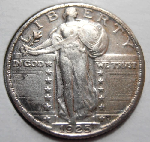 1925 P Liberty Standing Silver Quarter,  Better Grade, (25PEG1)