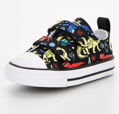 Süße Converse Chuck Taylor All Star 2v Ox Kleinkind Sneaker Dinosaurier Design Größe 2