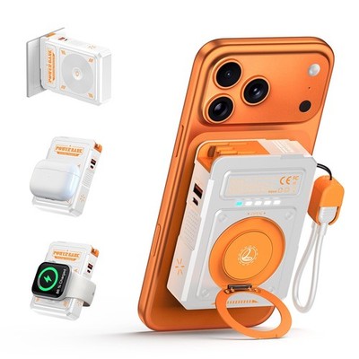 ummz for Magsafe Battery Pack 10000mAh,5-in-1 Magnetic Portable White orange 