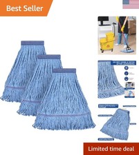 Durable Loop-End Cotton Mop Heads - 3-Pack, Perfect for All Surface Cleaning