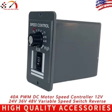 40A PWM DC Motor Speed Controller 12V 24V 36V 48V Variable Speed Switch Reverse