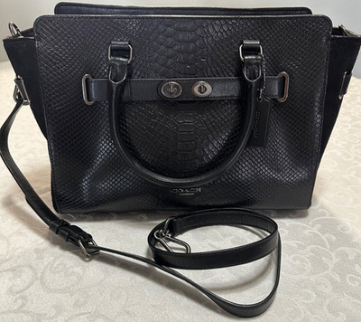 COACH 'SNAKE' LEATHER AND SUEDE WITH DETACHABLE HANDLE AND DUSTCOVER