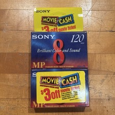Sony 8mm Video Cassette Set of 2   120-Minute MP Tapes, Brand New  Factory Seal