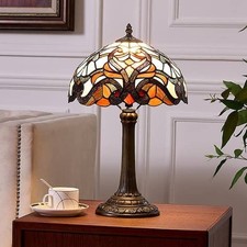 Lasaideal 19 in. Multi-Colored Tiffany Style Baroque Stained Bronze Table Lamp