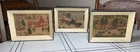 Vintage Mid Century Grandma Moses Bark Cloth Print Rustic Primitive Folk Art Lot