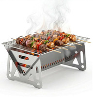 Klappgrill Holzkohle Edelstahl Faltbar Picknickgrill Tragbar
