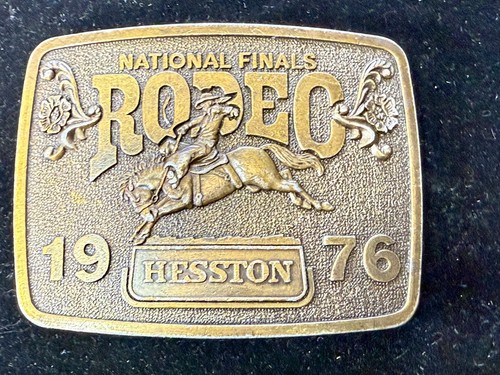 1976 Hesston NFR National Finals Rodeo Cowboys Western Belt Buckle - Picture 15 of 21
