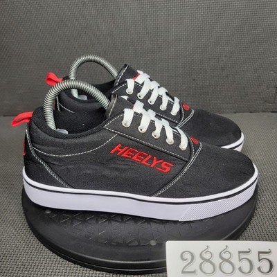 Heelys Shoes Mens Size 7 Black Red Skate Sneaker Canvas Low Top Roller 39 Wheels