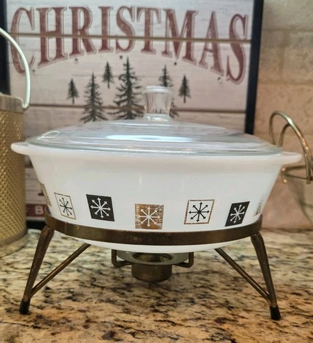 MCM Chafing Dish Inland Glass Around the Clock 2QT Casserole Dish Vintage