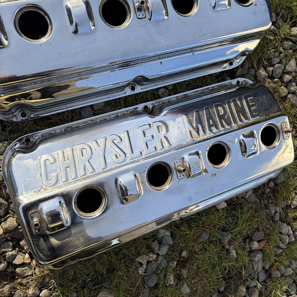 Original Chrysler Marine Chrome Hemi Valve Covers 331 354 392 Dimpled ...