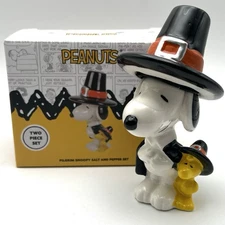 Peanuts Snoopy Thanksgiving Pilgrim Salt & Pepper Shakers Cracker Barrel NEW