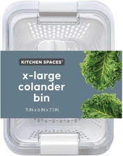 NEW Kitchen Spaces Colander Bin, Produce Saver, Fridge Organizer With Lid, Wash