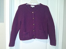 CeCe Purple Knit Button-Front Cardigan Sweate...