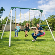 700lbs Large Metal Swing Set with 3 Swings Heavy Duty Frame Outdoor Kids Playset