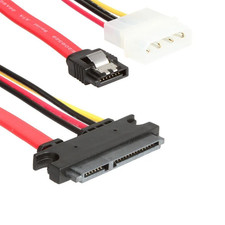 SATA Female Combo 7+15 Pin Data Cable and Power to SATA 7Pin+4 Pin Molex Serial 