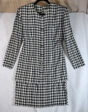 Vtg Ultra Dress New York Black Plaid Business Work Classy Travel Statement