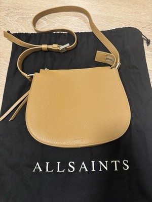 All Saints Captain Round Crossbody Tan Leather Half moon Structure Zip Bag  Purse | eBay