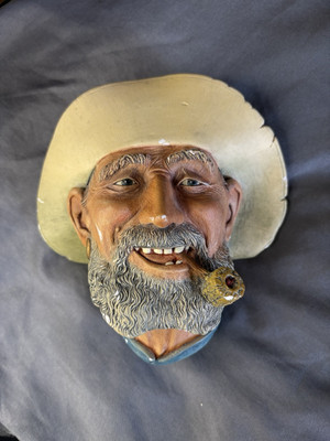Bossons OLD TIMER Chalkware Head Vintage Wall Plaque Decor England 1977