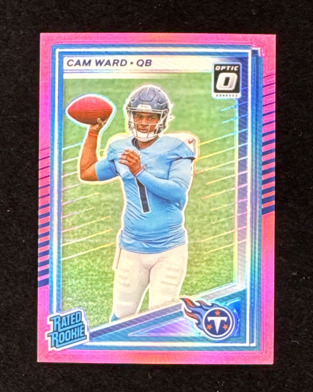 2025 Panini Donruss Optic #350 Cam Ward Rated Rookie Pink Prizm (RC) Titans