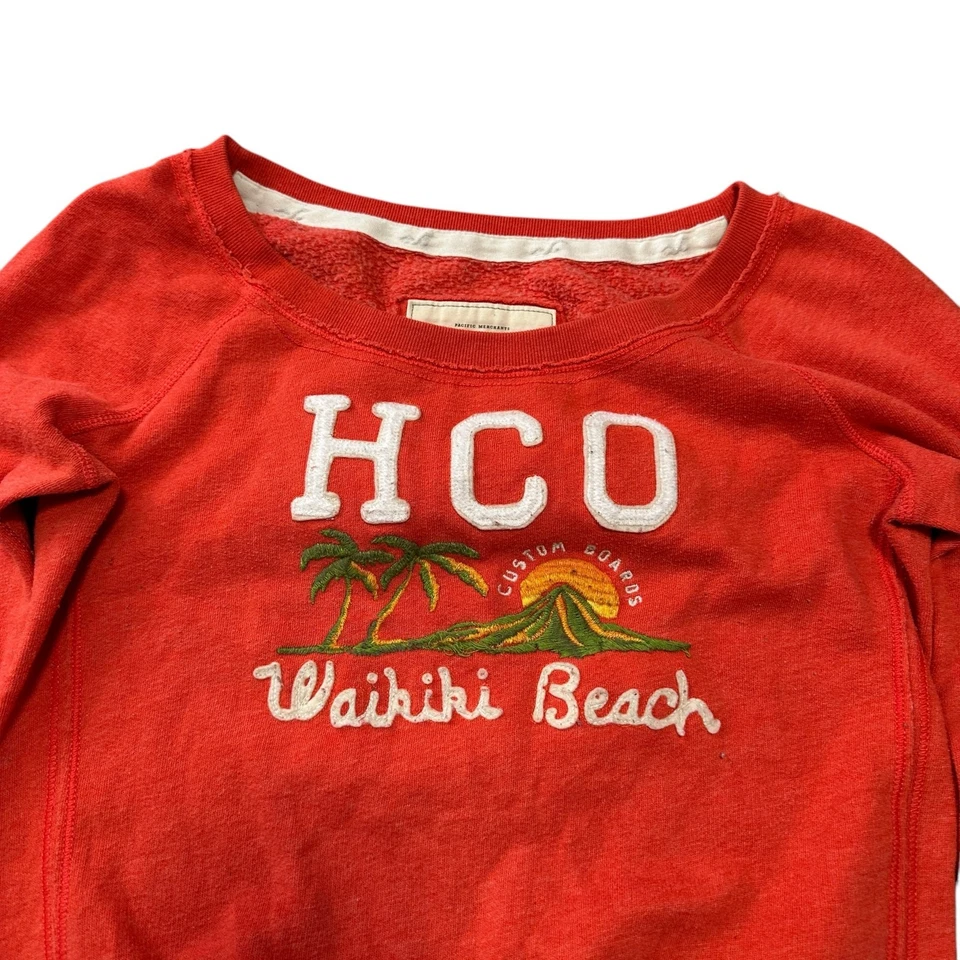 Sudadera Vintage Hollister Años 90 Naranja HCO Waikiki Playa Cuello Redondo Grande Preppy Foto 2 de 4