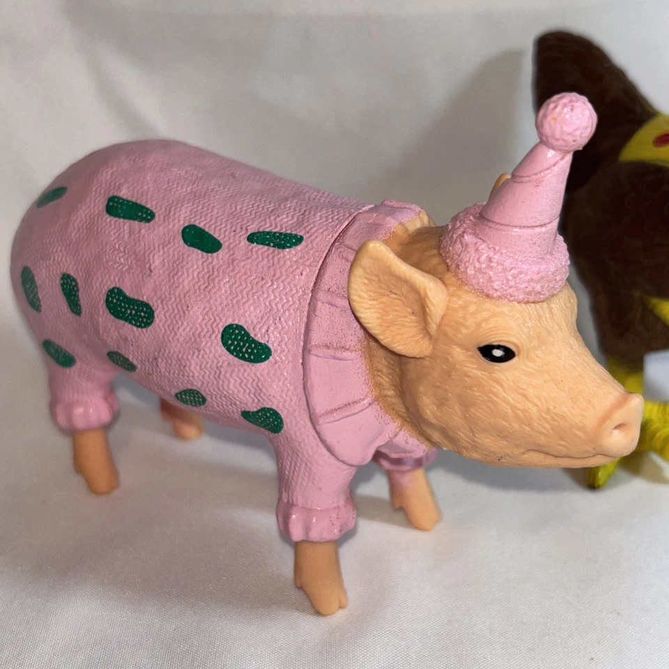 Ankyo Party Farm Animals Wearing Birthday Hats Lot Of 2 Pig and Rooster Chicken - Image 2 of 4