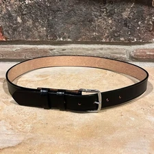 Dutyman 1411 Black Genuine Leather Belt with Chrome Buckle