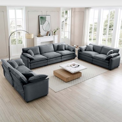 Modern Living Room Sofa 3 Pieces Set, Two 2-Seater Sofas and One 3-Seater Sofa