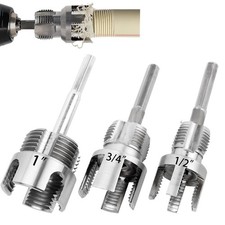 3PCS PVC Pipe Threader Kit 1/2 3/4 1 Inch NPT Drill Compatible Threading Tool
