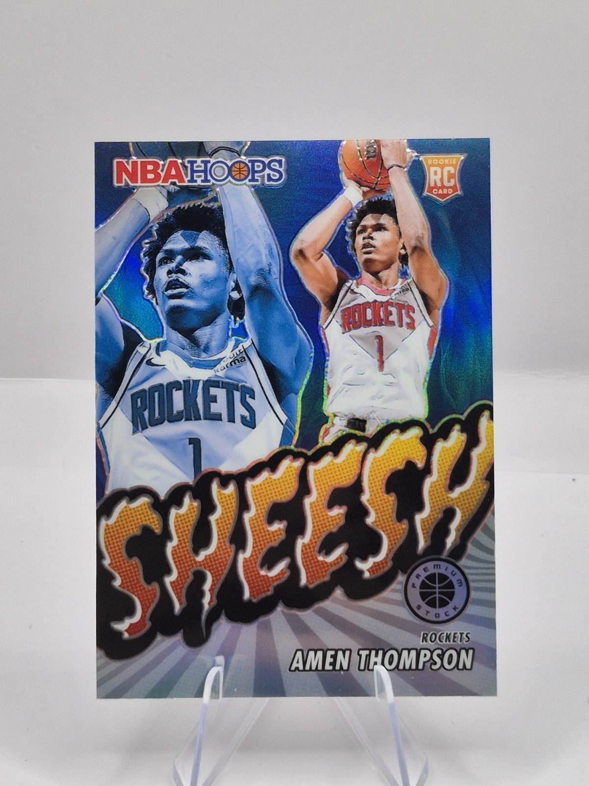 2023-24 Panini Nba Hoops Premium Stock - Sheesh Amen Thompson #4 Silver Prizm RC