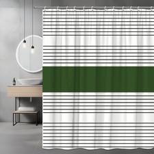 Stylish Black and White Striped Fabric Shower Curtain for Modern Bathrooms