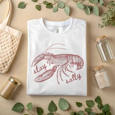 Stay Salty Lobster Shirt Nautical Beach Graphic Tee Ocean Lover Coastal Gift A79