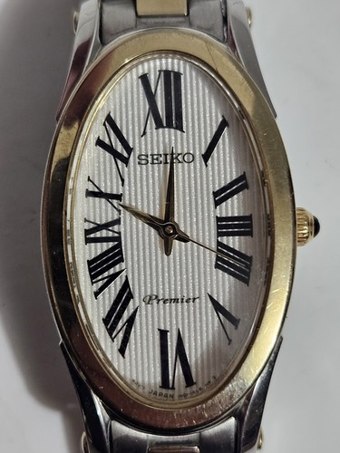 Seiko Premier Two-Tone Oval Women's Watch SXGN64 Sapphire Crystal 1N01-0NY0 - Picture 9 of 12