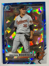 2021 Bowman Draft Chrome Sapphire Grayson Rodriguez No.BDC-136 Baltimore Orioles