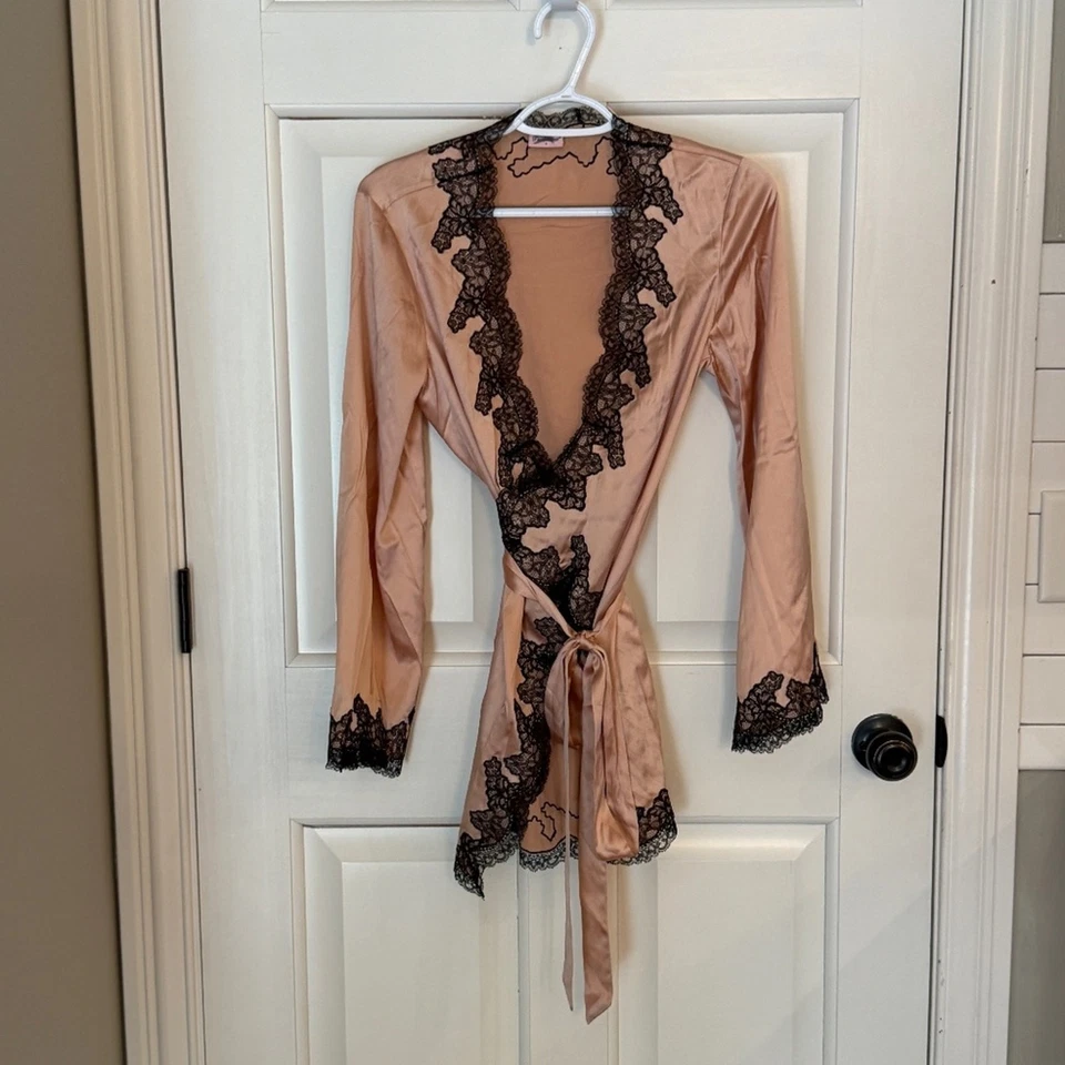 ¡Nuevo! Agent Provocateur Amela Pijama Top Rosa Negro Pijama 45797 Foto 2 de 4