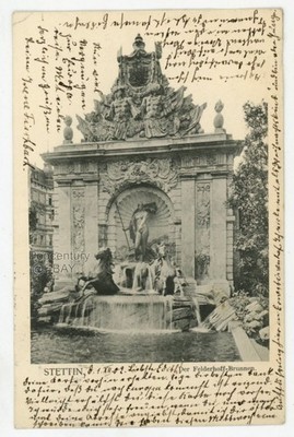 Vintage 1902 Postcard Germany Stettin Felderhoff Brunnen Posted Photograph Photo