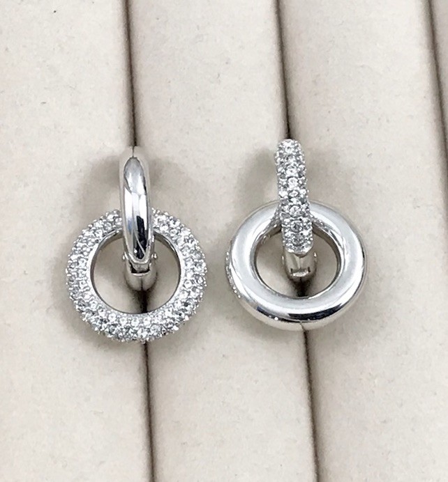 Swarovski Dextera Interlocking Hoop Earrings Rhod… - image 2