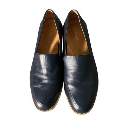 Vionic Kensley Navy Blue Leather Platform Lug Sole Loafers  display picture 3