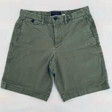 Banana Republic Lived-In Shorts Men's 30 Olive Green Cotton Stretch 9 Inch Chino