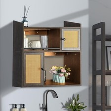 Wall Mounted Bathroom Cabinet Medicine Cabinet Organizer with Doors Lights New